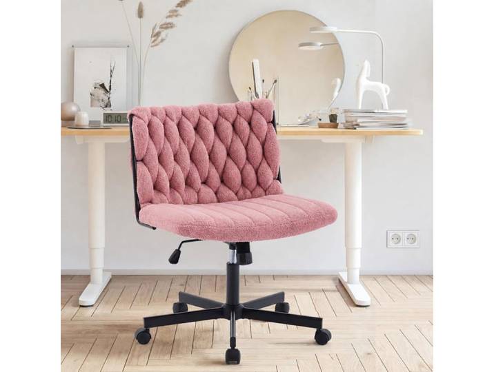 Chaise De Bureau Fauteuil Rembourré pour Bureau à Domicile Fauteuil De Bureau Pivotant à 360° Capacité De 136 kg rose
