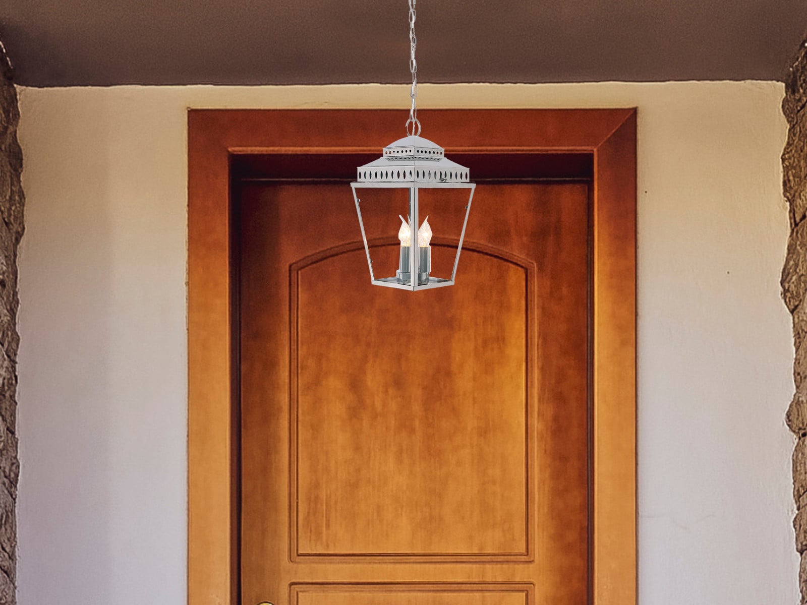 Elstead Lighting Mansion House buitenlamp, wandmontage, 3 lichtpunten, gepolijst nikkel, IP44