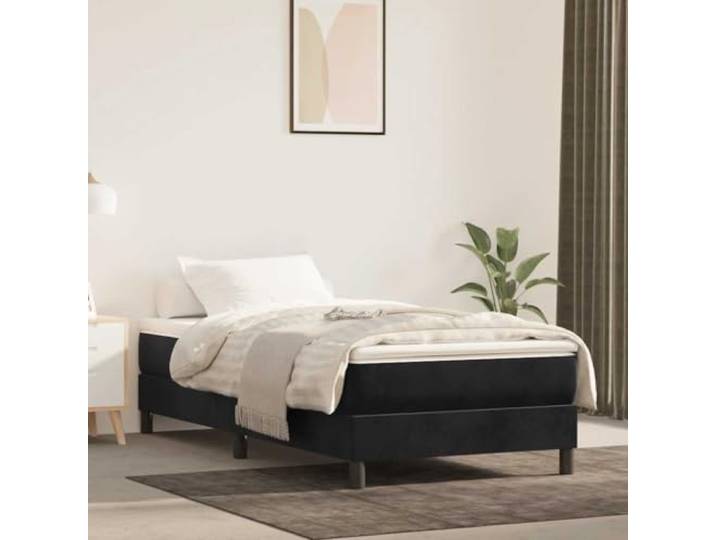 Taschenfederkernmatratze für Mittel Schwarz 80x160 cm Samt Samtbezug weich, mittelharte Unterstützung, Taschenfedern, Schaumstoff, 80x160 cm