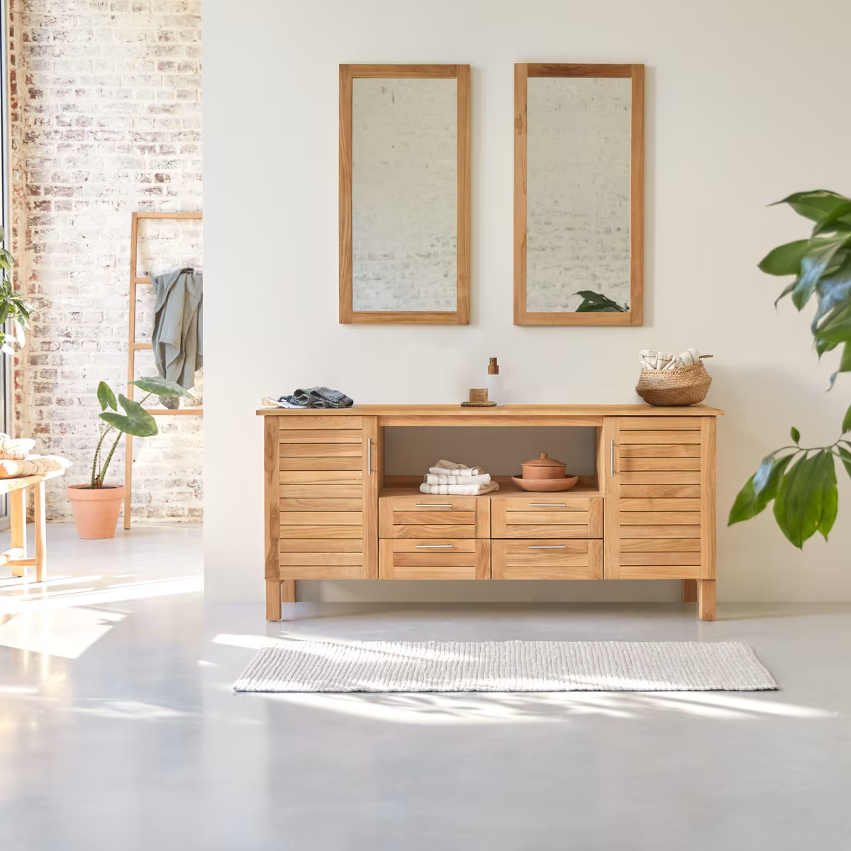 Tikamoon Soho Opbergmeubel in massief teak - Bruin - Breedte: 165 cm