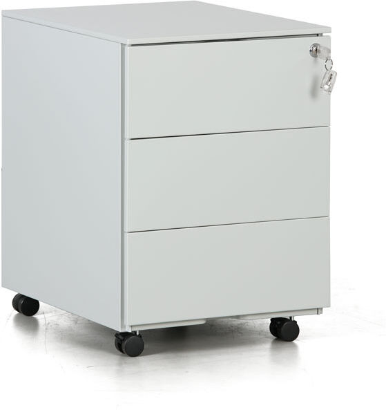 B2B Partner Metall-Schreibtischcontainer, Metall-Rollcontainer, 3 Schubladen, grau