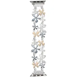 Neue Armbanduhr GlacierX Gleam Flowers Stretch Bracelet Silver Sun für Apple Watch 38/40/41mm Grau-Gelb
