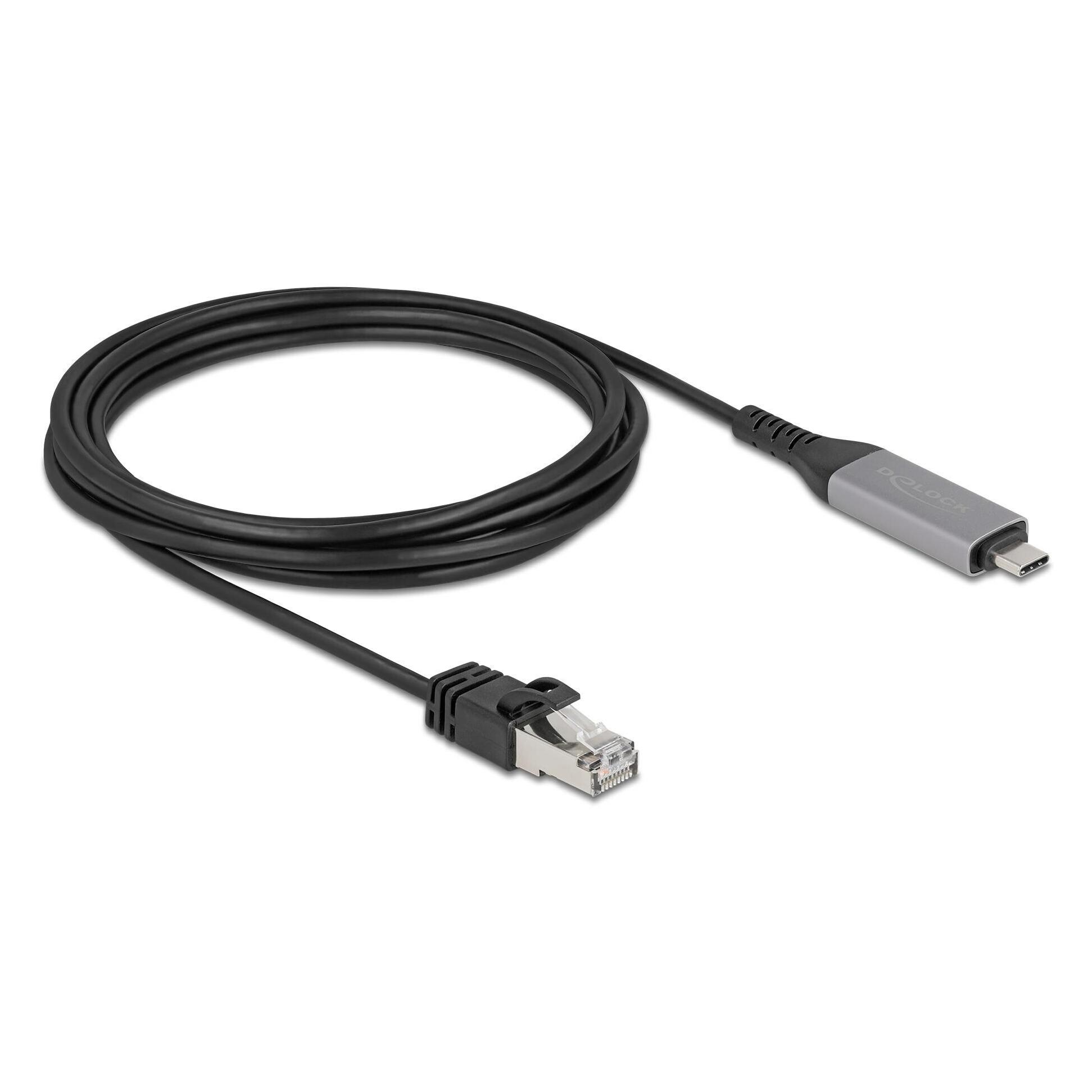 Delock USB LAN Kabel USB Type-C zu RJ45 Gigabit Ethernet 3 m (CAT6, 3 m) (60761)