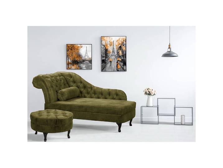 Recamiere Dale Grün Microfaser Rica 185 x 93 x 75cm Armlehne davorstehend links Glamour
