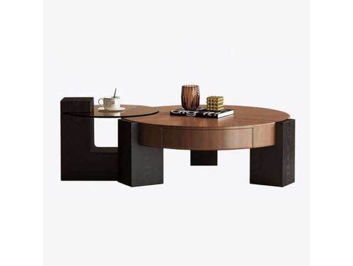 HLDJYLZS Couchtisch im Vintage Stil aus Massivholz, Wohnzimmer Set Italienisch Inspiriertes Design, Elegante Holzoptik, Retro Moderner Stil, Kleine Räume, Apartment, Wohnambiente