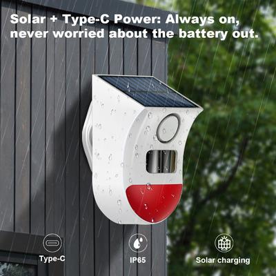 Waterproof Solar PIR Sensor Alarm, Tuya APP WiFi Outdoor Wireless Siren, Burglar Security Strobe Siren Waterproof Solar PIR Sensor Alarm, Tuya APP WiFi Outdoor Wireless Siren, Burglar Security Strobe Siren