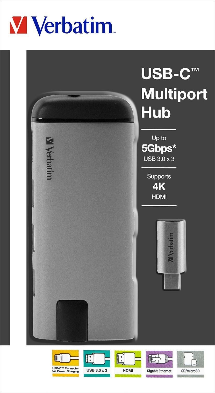 Verbatim VER49142 USB-hub: 3.1-C naar USB 3.0, 1-naar-3 verdeling