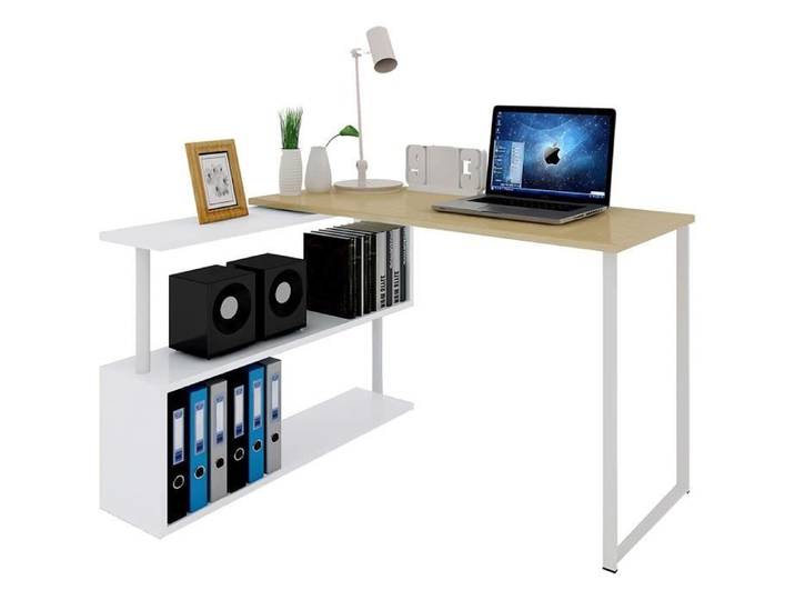 Bureau en L 120x100x74cm - WOLTU Table PC - Étagère Tournante - Chambre/Salon/Bureau - Chêne clair