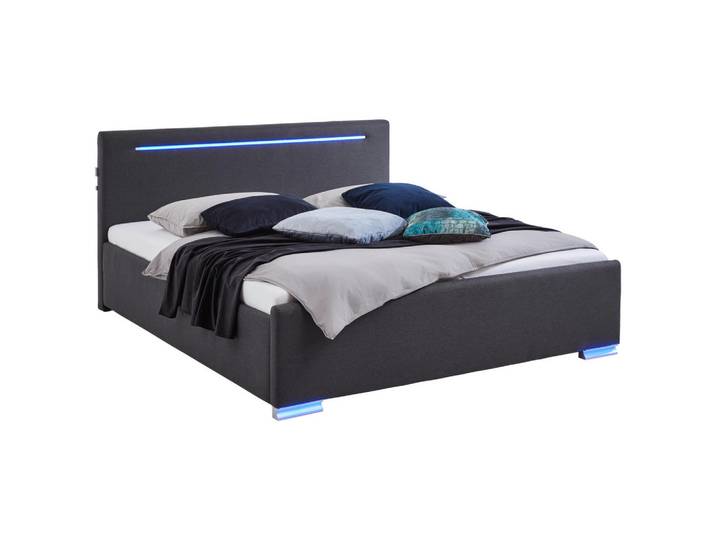 Boxxx Polsterbett, Anthrazit, Kunststoff, 180x200 cm, Reach, gepolstertes Kopfteil, Schlafzimmer, Betten, Polsterbetten