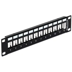DELOCK Patchpanel 1HE 12 Keystone Ports Metall schwar