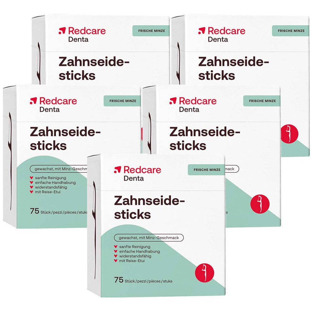 Redcare Zahnseidesticks Fünferpack 5x75 St Zahnseide