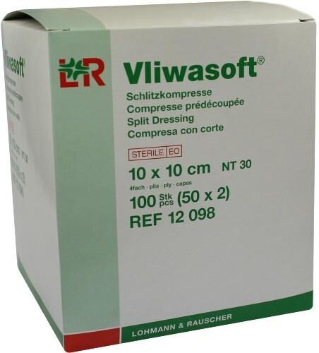 Vliwasoft Schlitzkompressen 10x10 cm steril 4lagig