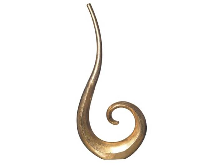 WOHNLING Dekovase 48x10x100 cm Aluminium Gold Spirale, Blumenvase Tischvase in Schnörkel-Form, Vase Metall für Trockenblumen und Zweige, Standvase handgefertigt, jedes Stück ein Unikat