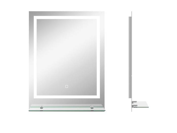 Kleankin Badspiegel mit Beleuchtung, Wandspiegel mit 3 Lichtfarben, Anti-Beschlag, Transparent, Glas, 50x2.7x70 cm, Badezimmer, Badezimmerspiegel, Badspiegel