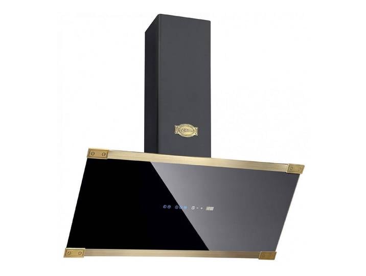Kaiser Küchengeräte Wandhaube AT 9445 AD ECO//// Dunstabzugshaube 90 cm, Schwarz Glas, Metallleisten