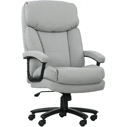 BÜROSTUHL, Ergonomisch Schreibtischstuhl mit Wippfunktion, Leinenoptik, Hellgrau