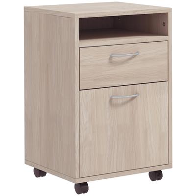 HOMCOM Vertikaler Aktenschrank Schublade Rollen mobiler Rollcontainer Büro Heim 60 cm Eiche