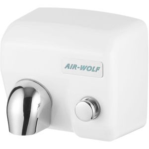 Air-Wolf Händetrockner Serie E, 10-125, Warmluft, weiß, mit Druckknopf, halbautomatisch, 2400 Watt, aus Metall