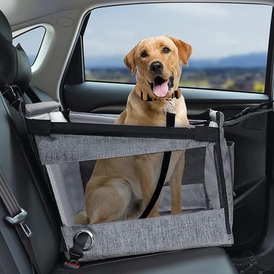 PetsAreLife Portable Car Pet Seat, Stable Dog Carrier, Waterproof Design, Safety Mesh Protector For Puppy Travel Outdoor Use grey
