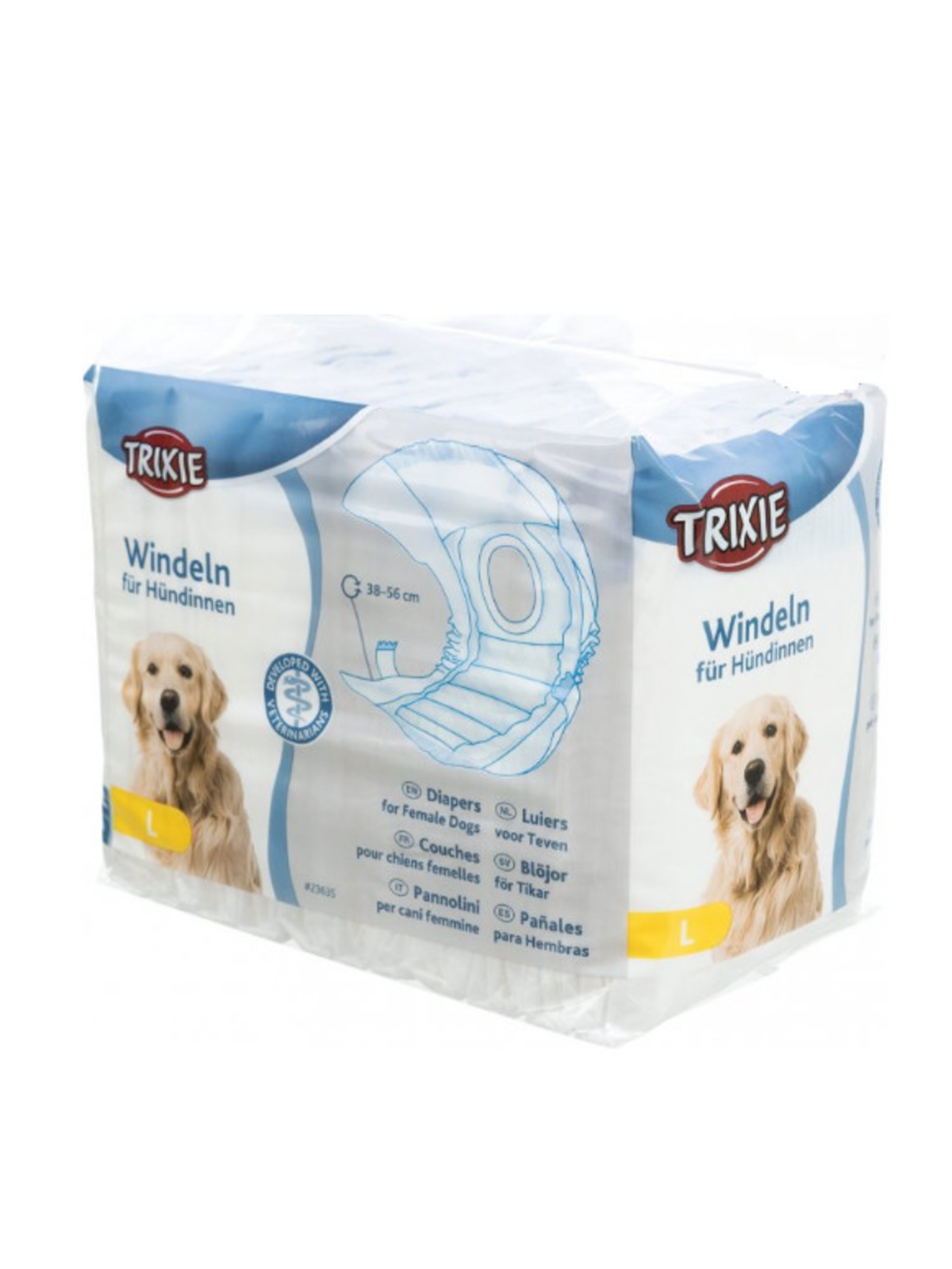 Trixie Windeln für Hündinnen Größe L Taillenumfang 38-56cm (12-Pack)