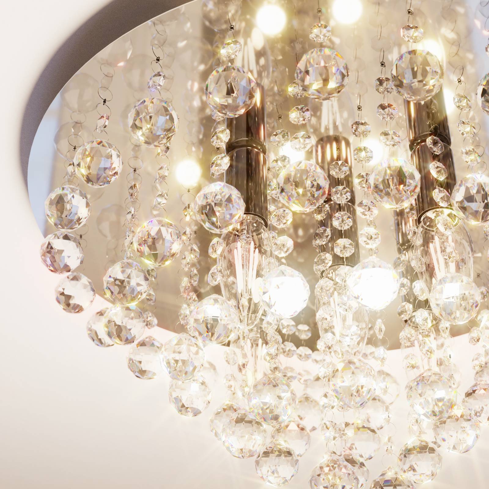 Deckenlampe Annica Lindby, dimmbar, klar / transparent, für Wohn- / Esszimmer, Metall, Modern, Deckenlampe