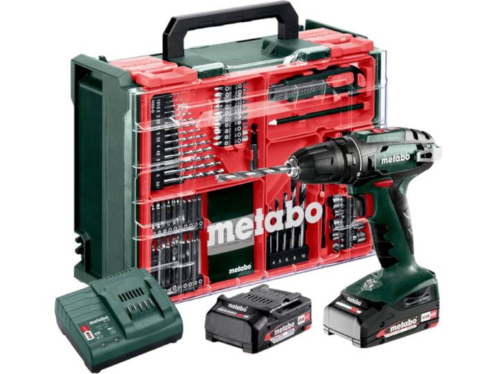 Metabo - 18V ACCU-boorschroevendraaier BS 18 Set\, met accessoires\, 2x accu 2.0 Ah Li-Power\, lader 602207710
