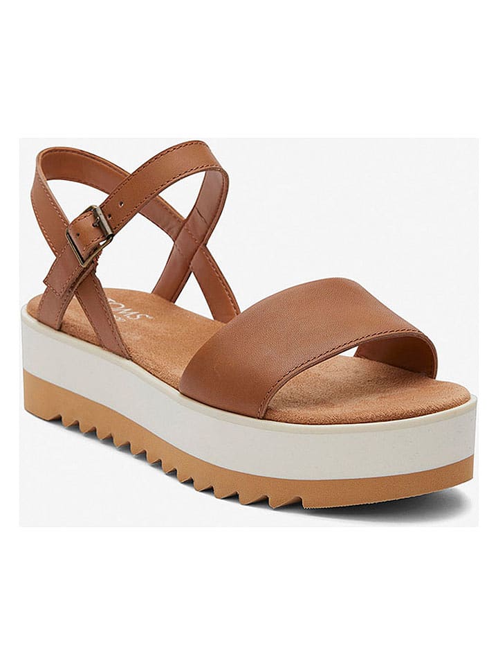 TOMS Leder-Sandaletten in Hellbraun - 37