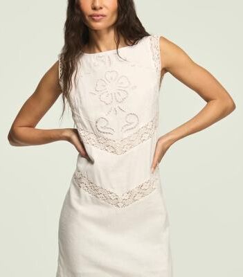 Lucky Brand Schiffli Shift Dress - Women's Clothing Dresses in Bright White, Size L