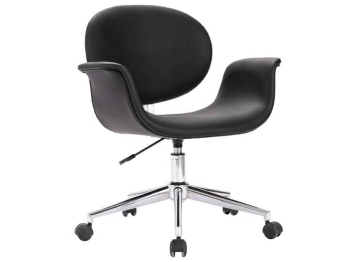 Todiikf Drehbarer Esszimmerstuhl Schwarz Kunstleder Stuhl mit Rollen Höhenverstellbarer Drehstuhl mit Rollen für Wohnzimmer Schlafzimmer und Büro Ergonomischer Polstersitz aus Kunstleder