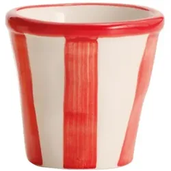 Zafferano Safranfarbenes 6-teiliges Gläserset, Lido-Kollektion, gestreiftes Modell, handgefertigt in Civita Castellana, rote Farbe, für Kaffee und Desserts