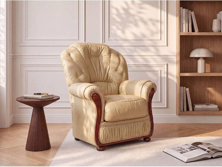 Ledersessel - Büffelleder - Beige - DAPHNE