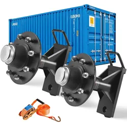 VEVOR Versandcontainer-Räder, 8-Loch-Rad-Set, robuste Versandcontainer-Achse mit Ratschen-Zurrgurt, bewegt sich 6 m bis 12 m, sicherer Transport für Dock, Lager, Baustelle, Schwarz