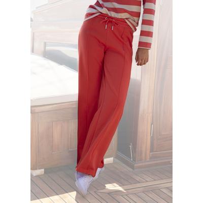 Relaxhose H.I.S, Damen, Gr. 36/38, N-Gr, rot, Interlock, Obermaterial: 60% Baumwolle, 40% Polyester, unifarben, Basic, bequem lang, Hosen Relaxhose, im maritimen Stil, Loungewear