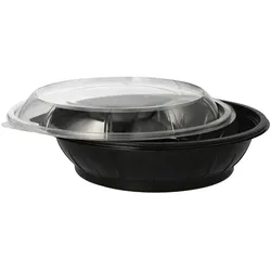 Starpak 25 Salatschalen, PET 1000 ml Ø 21,8 cm · 6 cm schwarz `Snap It` mit Deckel R-PET glasklar