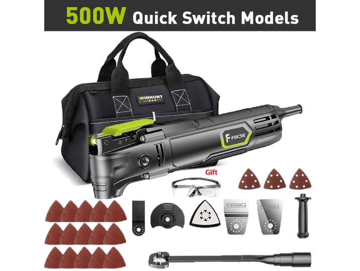 Outil électrique multifonction 500W 220V, oscillant, 6 vitesses, accessoires variables, décoration de la maison, tondeuse, rénovateur, scie 5 °