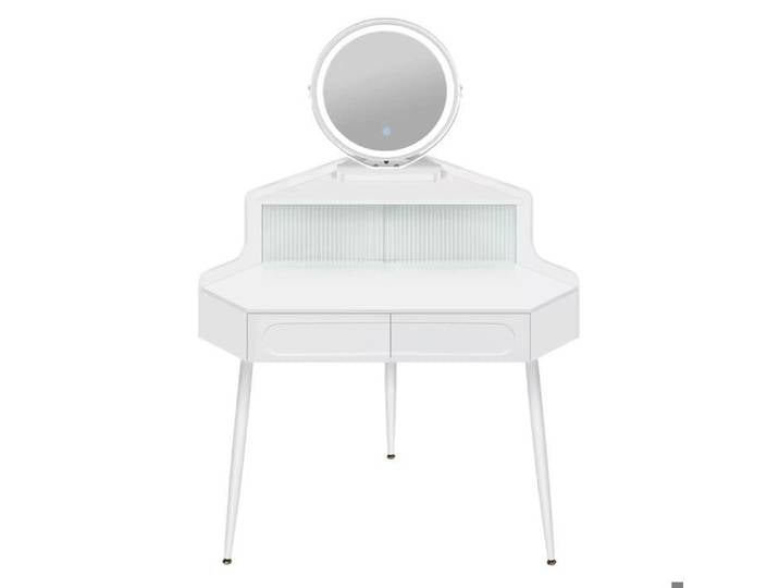 Design d'angle Table de vanité table de remontage table de rembourrage équipé de miroir rond (uniquement avec table de remontée)