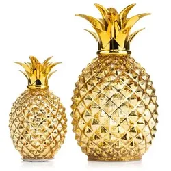 LUMIDA Casa 2 Glas-Ananas LED-Beleuchtung 5h-Timerfunktion Höhe 15cm & 23,5cm
