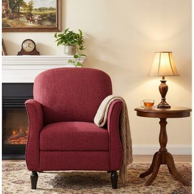 "GDFStudio - 29.33"" Traditional Tweed Upholstered Accent Armchair with Solid Wood Legs"