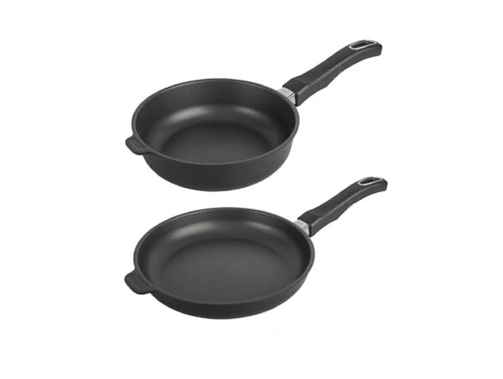 Original Gundel kleines Pfannen-Set, Hochrandpfanne Ø 20 cm Bratpfanne Ø 24 cm, PFOA-frei, Akku-Therm Boden, abnehmbare Griffe inklusive