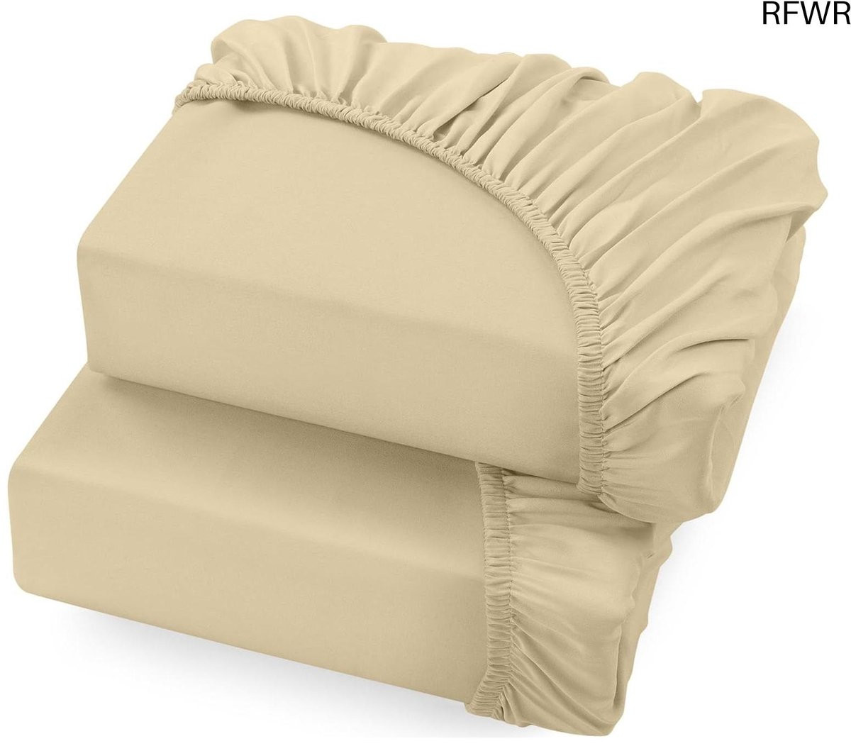 RFWR Hoeslaken Set van 2, Beige, Microvezel, 90 x 200 cm, Hoogte: 35 cm