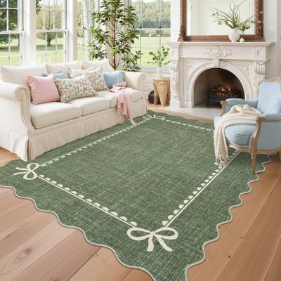 Garvee Scalloped Bow Bordered Pattern Area Rug