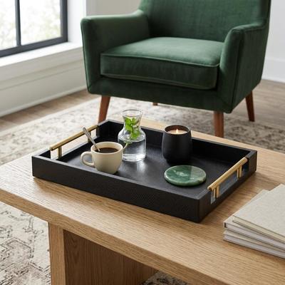 Cheungs Lusan Faux Shagreen Tray with Handles