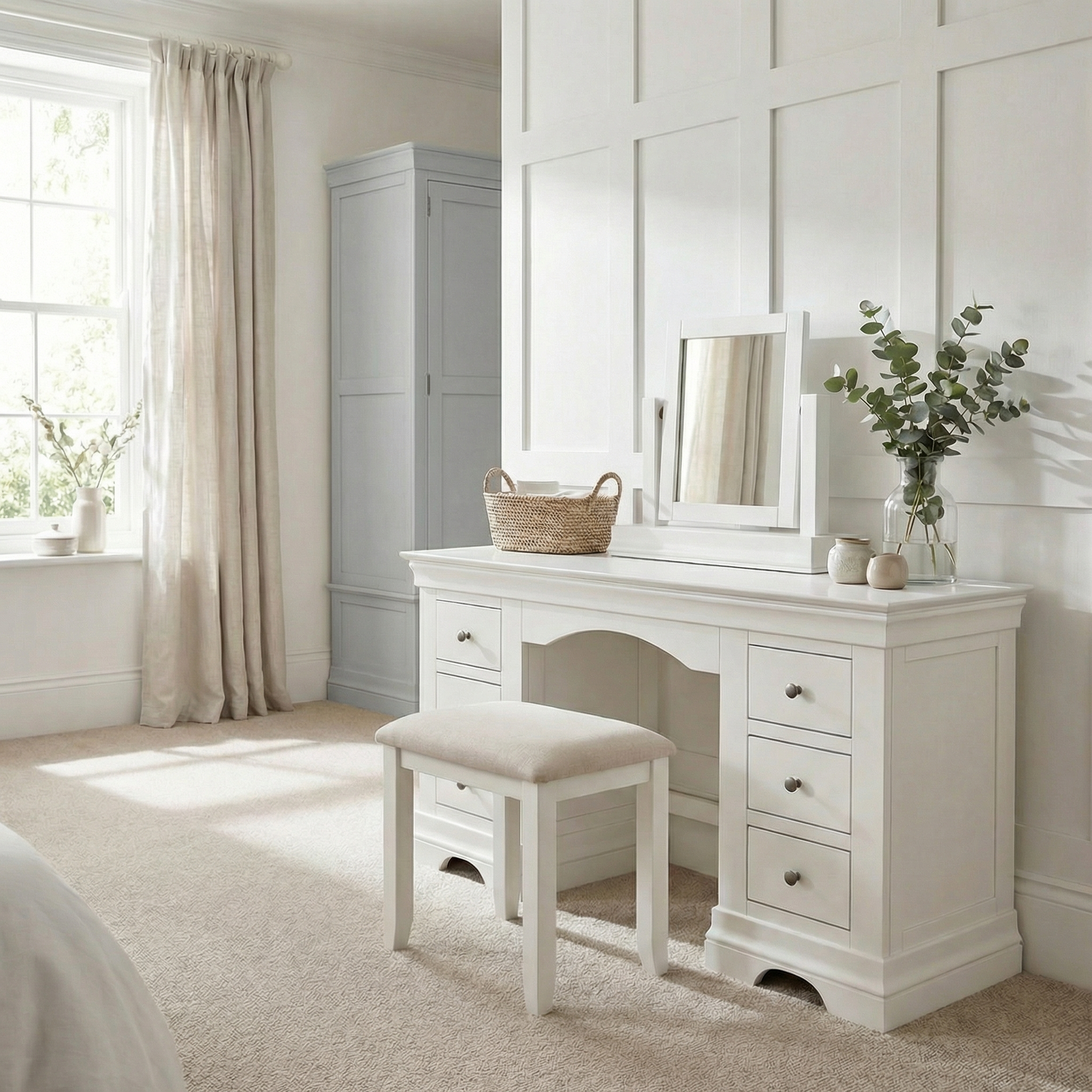 Chalbury Dressing Table with Drawers in Warm White