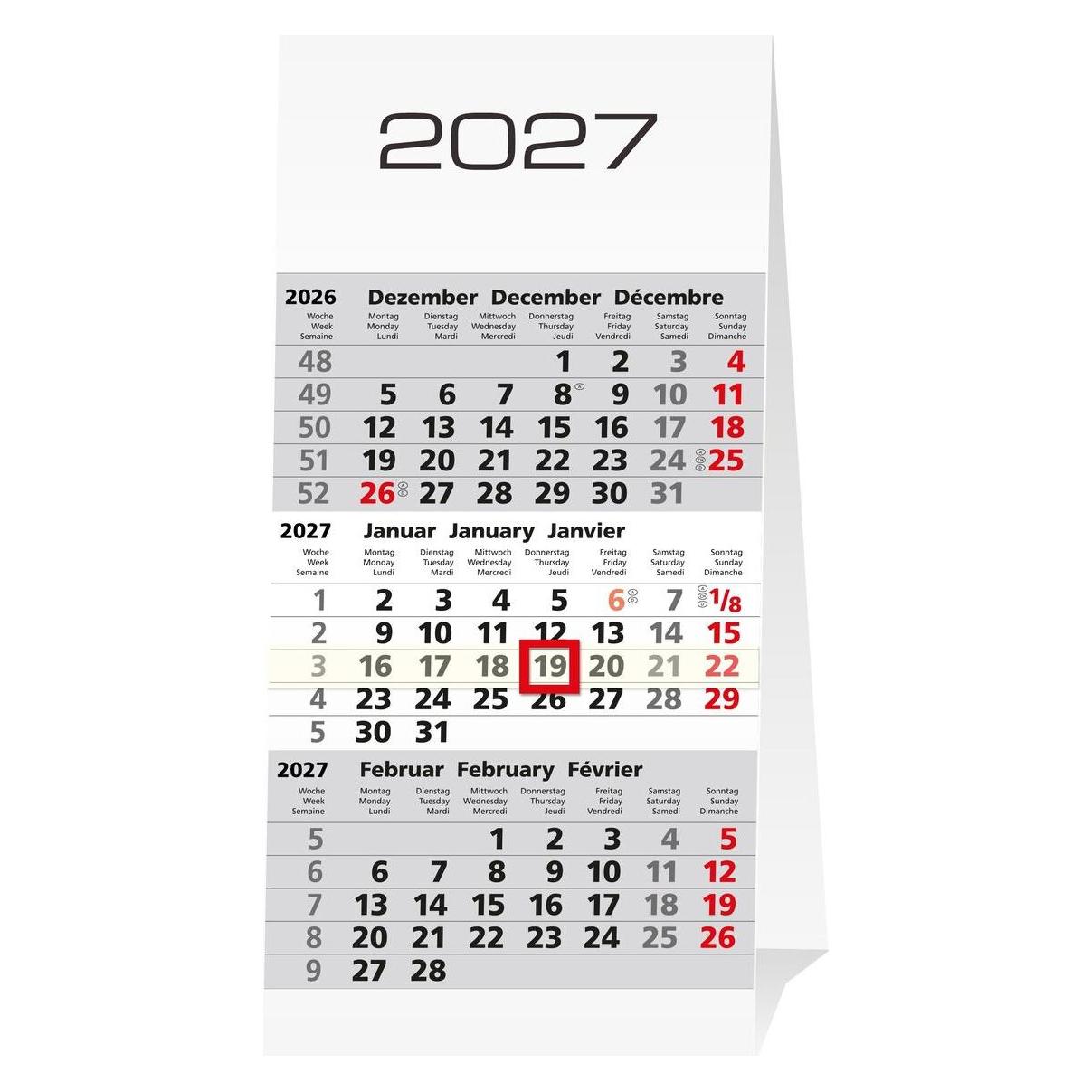 Güss 3-Monats-Tischkalender 10,5 x 20cm Kalendarium 2025 (78000)