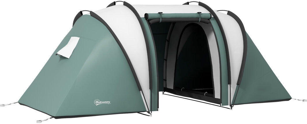 Outsunny 4-5 Man Camping Tent, 2 Bedrooms, 3000mm Waterproof Green 5 Person