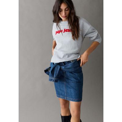Strickpullover PEPE JEANS "Sweatshirt BRUNELA", Damen, Gr. M, grau (marl grau), 90% Baumwolle, 10% Viskose, Pullover Strickpullover