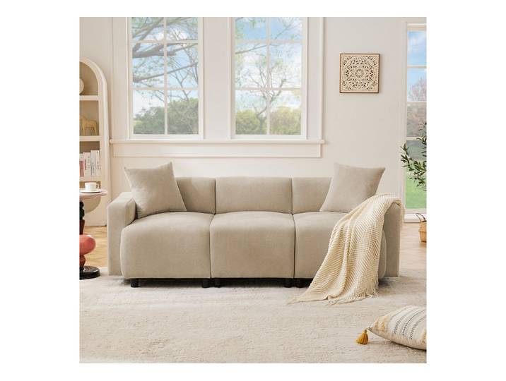 i@home 3-Sitzer Polstersofa, Sofa, 3-Sitzer-Sofa, Wohnzimmersofa, Sofa mit Dekokissen, Beige