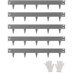 VEVOR Rasenkante 5er-Pack, Beeteinfassung 990x156 mm, Metall-Beetumrandung, biegbare Garteneinfassung, robuste Gartenpalisade, einfach zu installieren, Blumenbeet-Gartenweg-Teiler, dunkelgrau