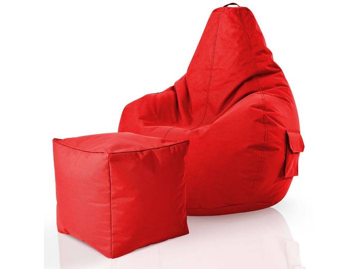 Gaming Sitzsack mit Rückenlehne, Seitentasche - Rot