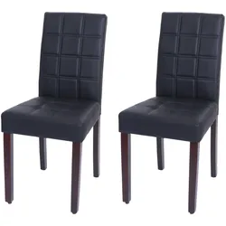 Einzelst�ck | 2er-Set Esszimmerstuhl HWC-O65c, Küchenstuhl Polsterstuhl Lehnstuhl, Kunstleder ~ schwarz